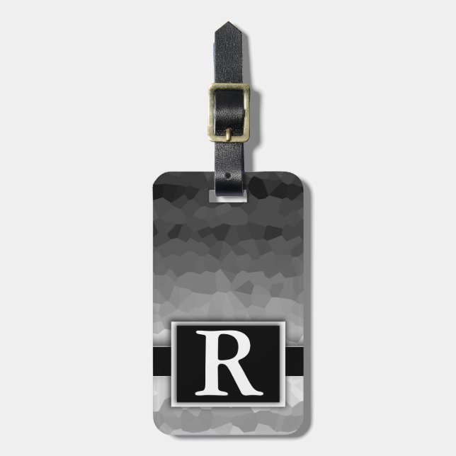 Modern Elegant, Monogram, svart och vitt Bagagebricka (Vertikal Framsida)