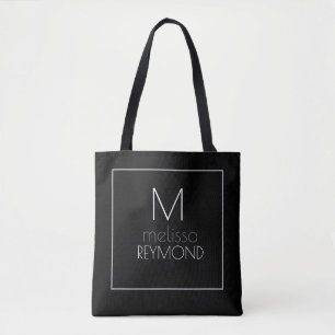 modern elegant monogram svart tygkasse
