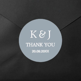 Modern Elegant Monogram-Tack-bröllopsförmån Runt Klistermärke