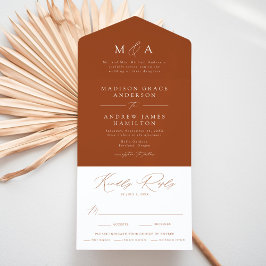 Modern Elegant Monogram Terrakotta Bröllop