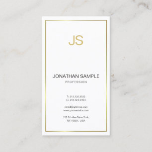 Modern Elegant Monogram Trendig Guld Rand Visitkort