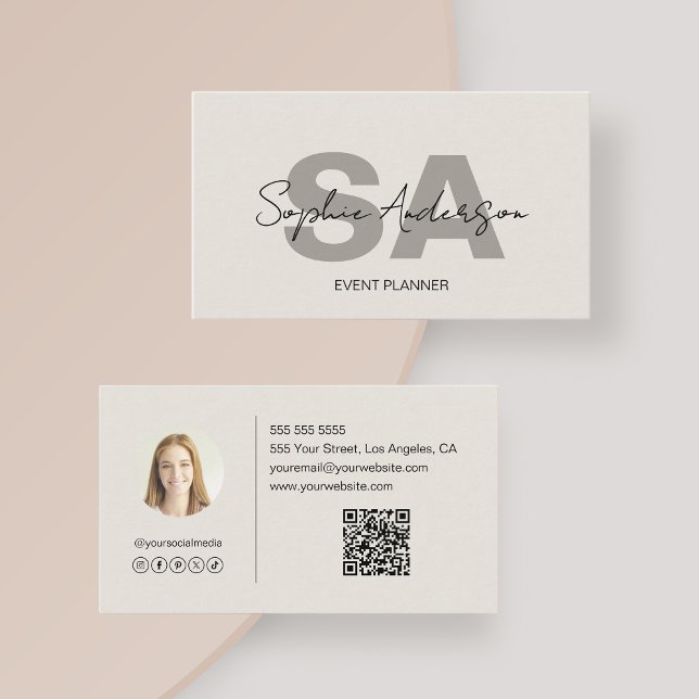 Modern Elegant Monogram Visitkort (Modern Elegant Monogram Business Card)