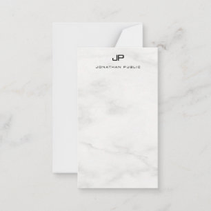 Modern Elegant Monogram vit marble-mall Anteckningskort