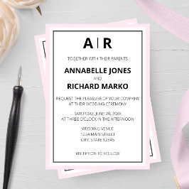 Modern Elegant Monogram Wedding Inbjudningar