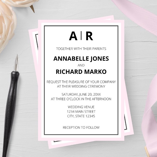 Modern Elegant Monogram Wedding Inbjudningar (Skapare uppladdad)