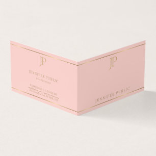 Modern Elegant Monogrammad Rosa Guld Simple Visitkort