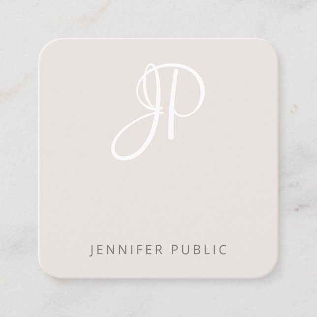 Modern Elegant Monogrammallayout Professionell Fyrkantigt Visitkort (Framsida)