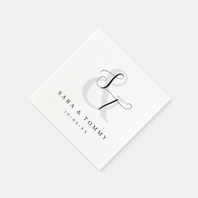 Modern Elegant Monogrammed enkel Bröllop Pappersservett (Hörn)