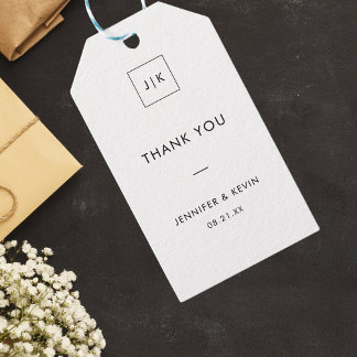 Modern Elegant Monogrammed minimal Tack Presentetikett