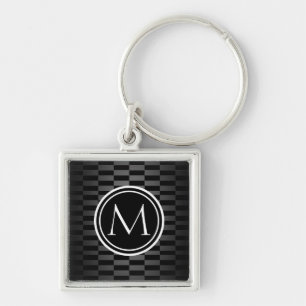 Modern elegant mönster och Monogram Fyrkantig Silverfärgad Nyckelring