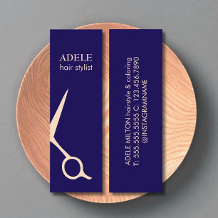 Modern Elegant Mörk blått Pastel Scissors Hair Mini Visitkort