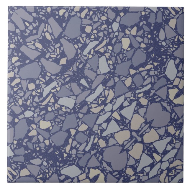 Modern Elegant Mörk blått Terrazzo-effektpanel Kakelplatta (Framsidan)