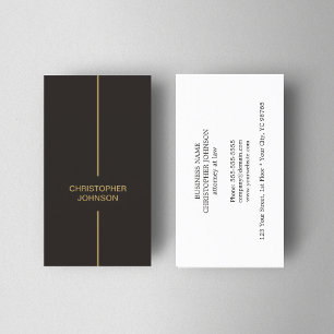 Modern Elegant Mörk Faux Guld Line Attorney Visitkort