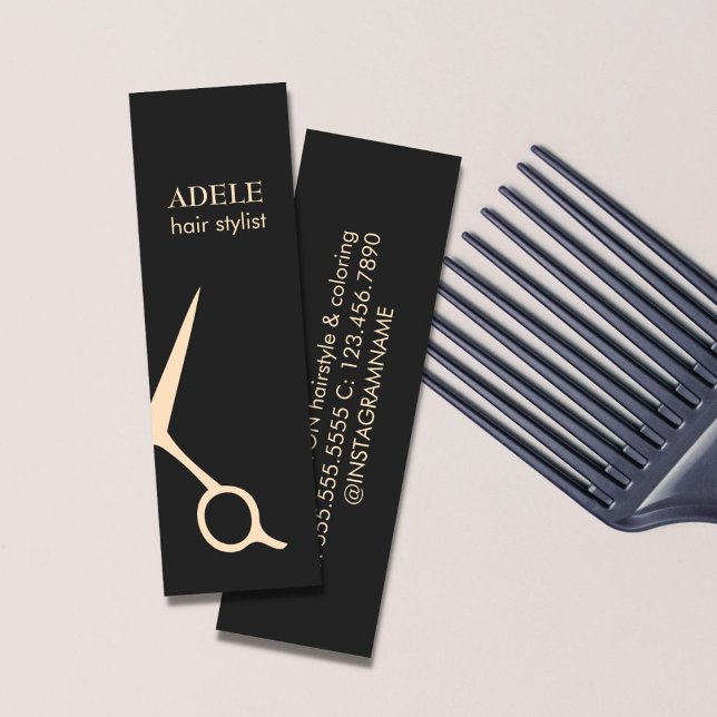 Modern Elegant Mörk Grått Pastel Scissors Hair Mini Visitkort (Skapare uppladdad)