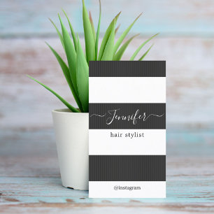 Modern Elegant Mörk Grått White Rand Hair Visitkort
