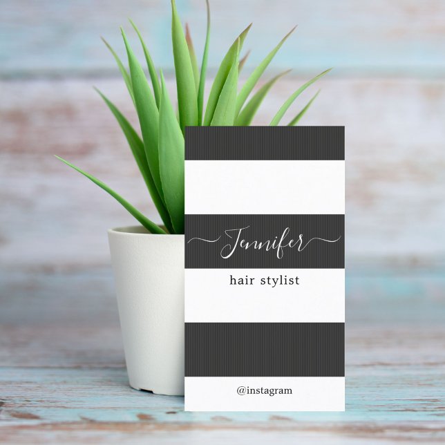 Modern Elegant Mörk Grått White Rand Hair Visitkort (Skapare uppladdad)