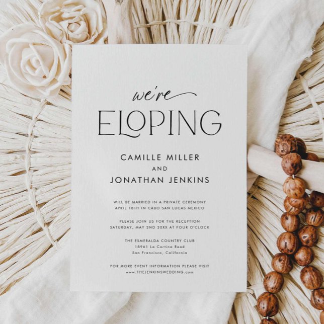 Modern Elegant - mottagande av fotoutökning Inbjudningar (Modern Minimalist Eloping Reception Announcement invite)