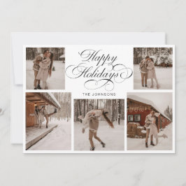 Modern Elegant Multi Photo Collage Christmas Julkort