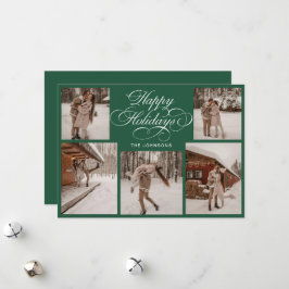 Modern Elegant Multi Photo Collage Christmas Julkort