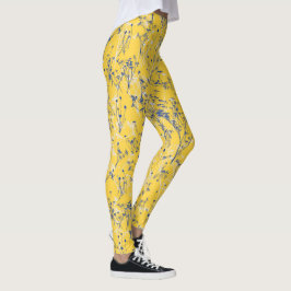 Modern Elegant Mustard Gult Wildblommor Leggings