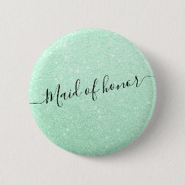 Modern elegant mynta grönt glitter maid of honor knapp