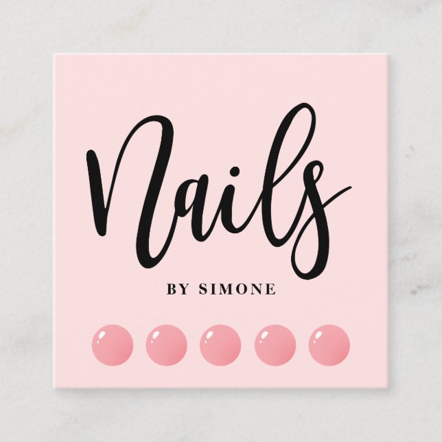 Modern elegant nagel-polare tappar pastelliserad r fyrkantigt visitkort (Framsida)