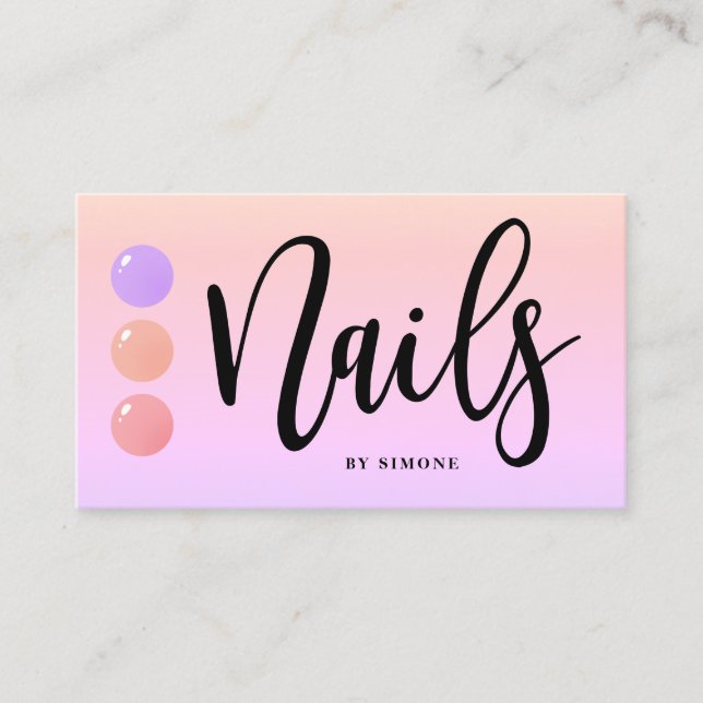 Modern elegant nagel polerar droppar färgstarka na visitkort (Framsida)