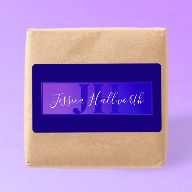 Modern Elegant Namn & Monogram Ombre Lila Fraktsedel (Skapare uppladdad)