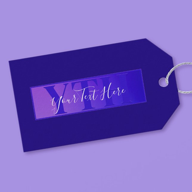 Modern Elegant Namn & Monogram Ombre Lila Presentetikett (Skapare uppladdad)
