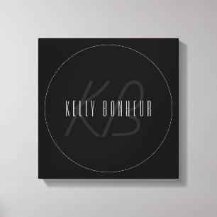 Modern Elegant Namn och Monogram Mörk Grått och Canvastryck
