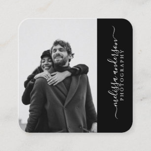 Modern Elegant Namnteckning fotografi Fyrkantigt Visitkort