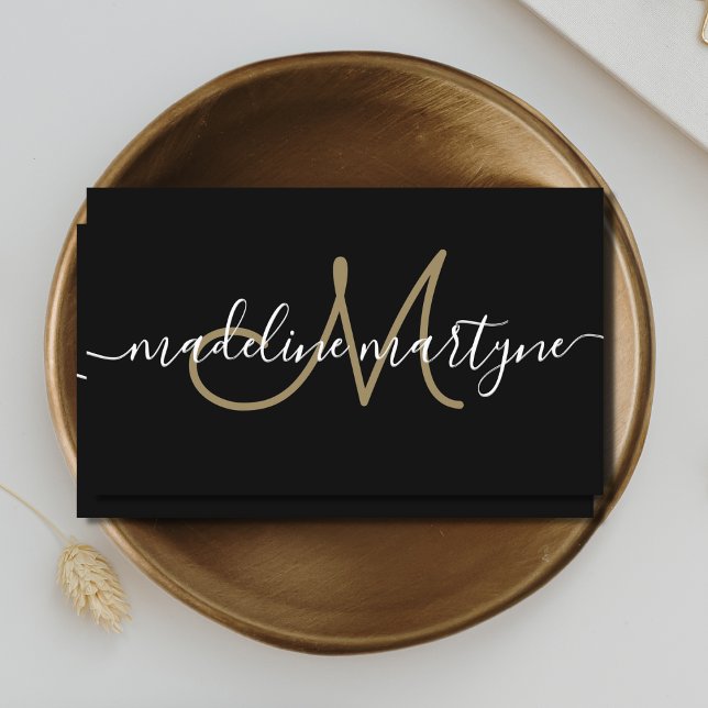 Modern Elegant Namnteckning svart skript QR-kod Visitkort (Skapare uppladdad)