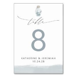Modern Elegant Nautical Seashell Script Bröllop Bordsnummer