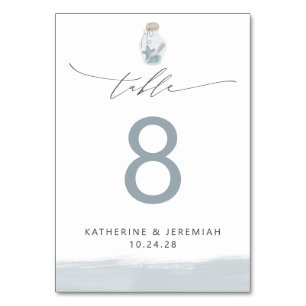 Modern Elegant Nautical Seashell Script Bröllop Bordsnummer
