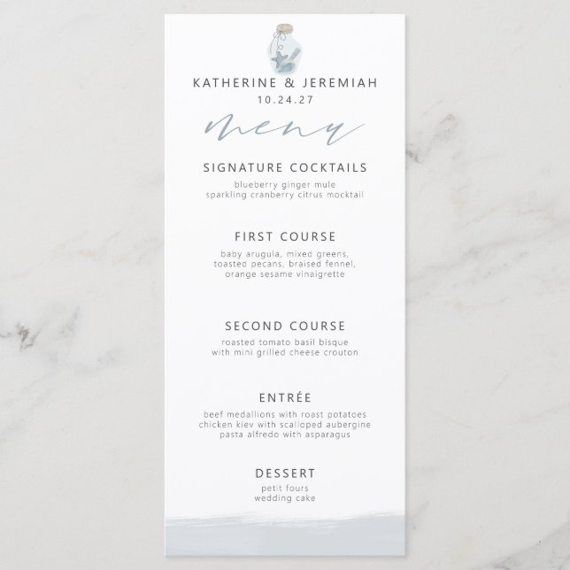 Modern Elegant Nautical Seashell Script Menu Meny (Framsida)