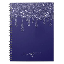 Modern Elegant Navy Blue Glitter-drivning Anteckningsbok
