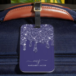 Modern Elegant Navy Blue Glitter-drivning Bagagebricka