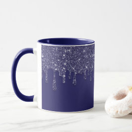 Modern Elegant Navy Blue Glitter-drivning Mugg