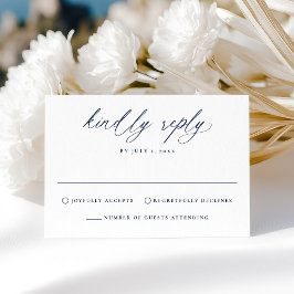 Modern Elegant Navy Calligraphy Bröllop OSA Kort