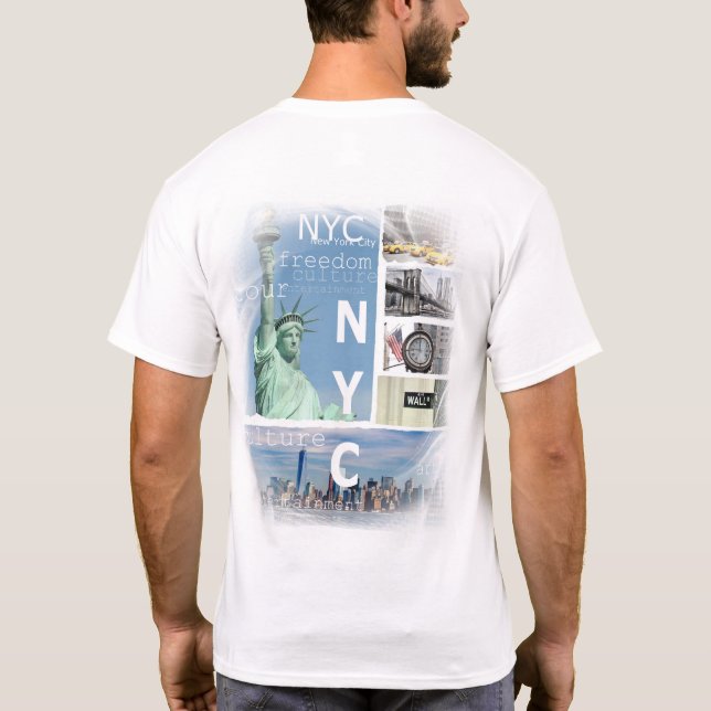 Modern Elegant New York City Manhattan Nyc Liberty T Shirt (Baksida)