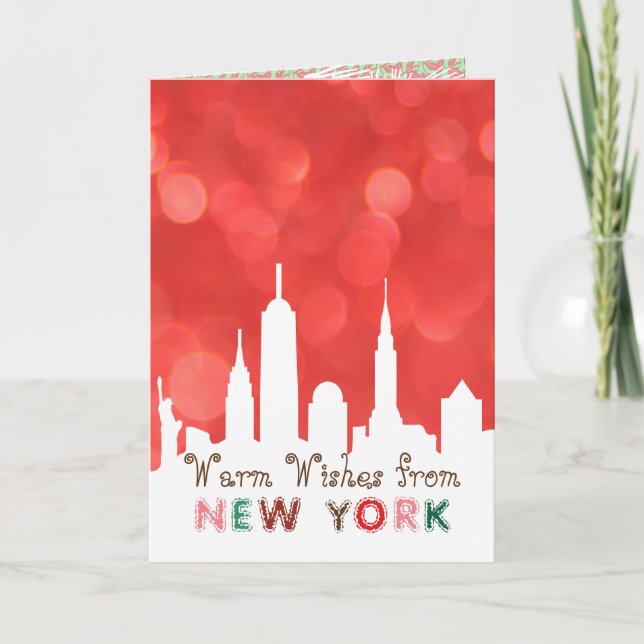 Modern Elegant New York City Skyline Greeting Card Helgkort (Framsida)