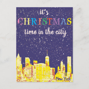 Modern Elegant New York City Skyline Greeting Card Vykort