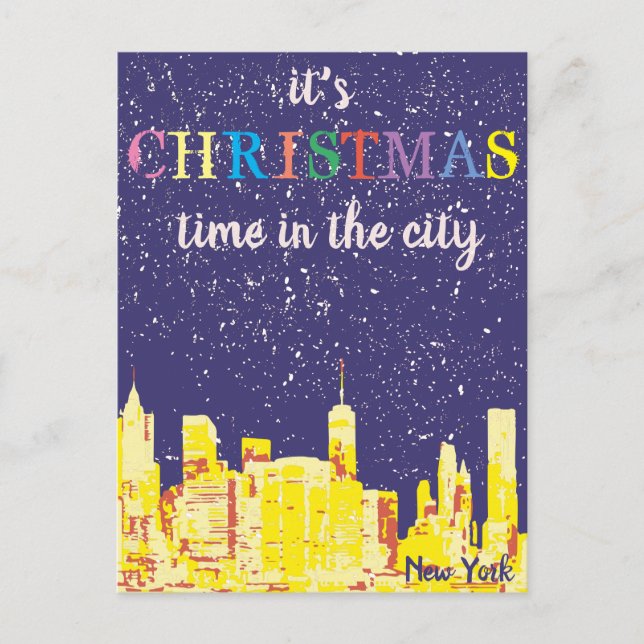 Modern Elegant New York City Skyline Greeting Card Vykort (Framsida)