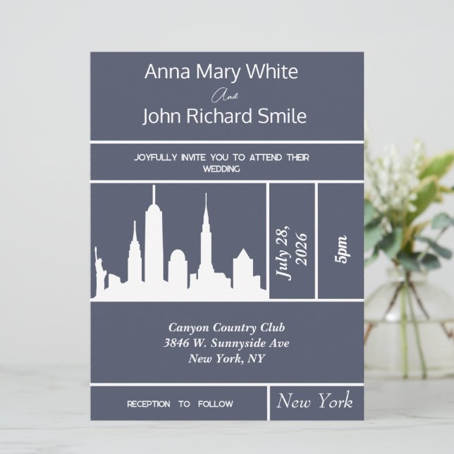 Modern Elegant New York City Skyline-inbjudan Inbjudningar (Stående Fram)