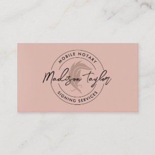 Modern Elegant Notary Loan Agent Ro Guld Quill Visitkort