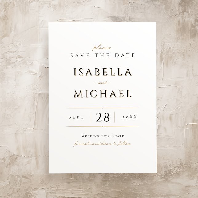 Modern Elegant, nutida Classy Luxury Spara datumet Inbjudningar (Simple Elegant Modern Classy Luxury Save The Date Invitation)