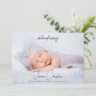 Modern Elegant Nyfödd Bebis Fotokollage Födelse Meddelande