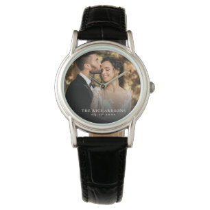 Modern Elegant Nygift Bröllopsfoto årsdag Armbandsur