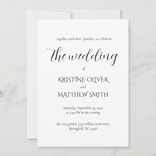 Modern Elegant och Minimalistisk Bröllopsinbjudan Inbjudningar (Framsida)