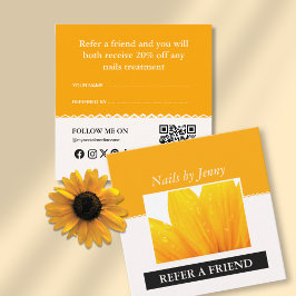 Modern Elegant Orange Vit Blommigt Nail Artist Rabattkort